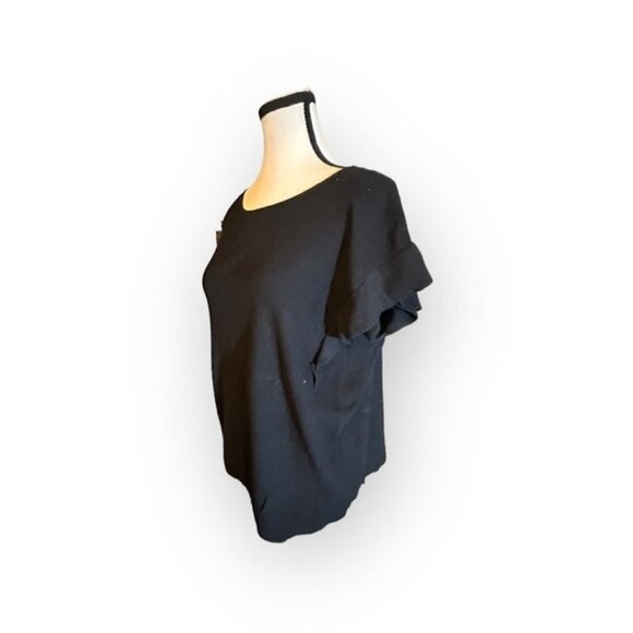 Women’s 2x Reitmans Black Scoop Neck Ribbed Knit Batwing Top 2XL XXL 18 20 - Picture 2 of 8